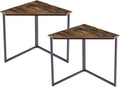VECELO Ϲоrnеr Desk Corner Tables for Living Room for Small Space Triangle Computer Desk with Steel Frame Ϲоrnеr Shelves with Metal Frame Ϲоrnеr Writing Desk for Workstation Set of 2 Brown 33.1