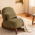 Upholstered Armless Accent Chair for Living Room Modern Comfy Living Room Chairs with Wooden Legs &amp Pillows Lounge Sofa Side Chair for Bedroom Reading (Olive Green 1)