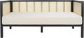 SAFAVIEH Home Collection Dune Coastal Black Rattan 3-Seater Sofa with White Cushion
