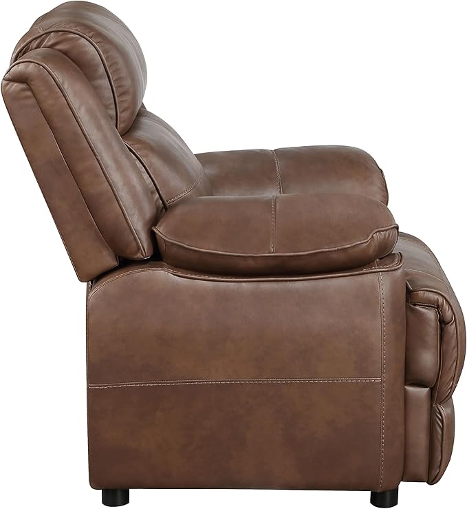 Coaster Home Furnishings - Ellington - Faux Leather Upholstered Padded Accent Chair with Black Legs Pillowtop Arms and Pocket Coil Seating - Living Room Chair - Dark Brown - 508283