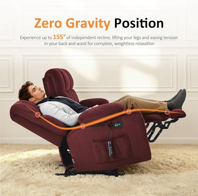 MCombo 57 Power Loveseat Recliner Electric Reclining Loveseat Sofa with Heat and Vibration Cupholders USB Charge Ports for Living Room 6314 (Burgundy Loveseat)