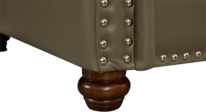 Harper &amp Bright Designs Loveseat Sofa Two Seat Couch with Storage Space Wood Legs Nails Decoration Faux Leather 2-Person Sofa for Living RoomBedroomSmall Space (Grey)