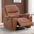 Brown Recliner Chair Single Overstuffed Sofa Recliners Breathable Faux Leather Manual Reclining Chairs with Hidden Cup Holder Arm and Back for Adults Living Room Bedroom Brown