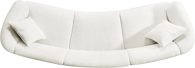 Christopher Knight Home Obito Boucle Upholstered 3-Seater Sofa Modern Home Sofa Living Room Wooden Large Upholstered Sofa Couch for Apartment/Home Office Light Beige