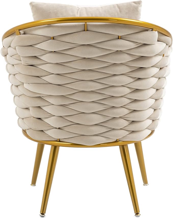Velvet Accent Chair Modern Upholstered Armchair Tufted Chair with Metal Frame Single Leisure Chairs for Living Room Bedroom Office Balcony