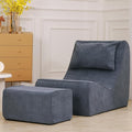 Giant Bean Bag Chair for Adults - Indoor Chaise Lounge with Neck Pillow &amp Ottoman All-in-One Sponge Design Comfy Floor Chair for Reading Gaming Napping and Movies (SlateGray)