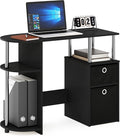 Furinno Jaya Simplistic Computer Study Desk Americano/Chrome/Black