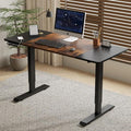 Ball &amp Cast Electric Standing Desk 55 x 24 Inches Height Adjustable Sit Stand Desk with Memory Preset &amp Built-in USB Type-C Motorized Home Office Gaming Computer Desk Black Frame/Brown Top