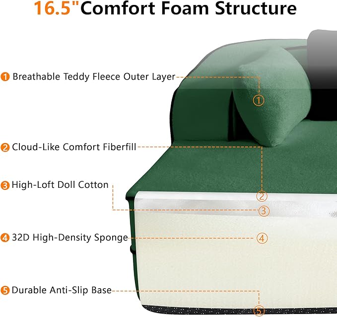 KEIKI 2Seat Modular Boneless Sectional Velvet Sofa Couch with Chaise for Garden Home Bedroom Studio Style Conscious Nature Lovers Luxurious Elegant Sophisticated Refined Quality Design Green