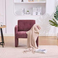 Classic Chenille Conversation ChairModern Minimalist ArmchairElegant Comfortable Accent Chair for Living RoomBedroomStudyOfficeWine Red