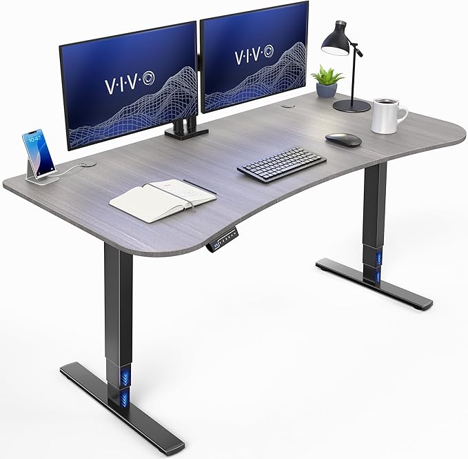 VIVO Electric 63 x 32 in Standing Desk Touch Screen Adjustment 220 lb Frame Support 2E Series Dark Gray Top Black Frame DESK-KIT-2EBG