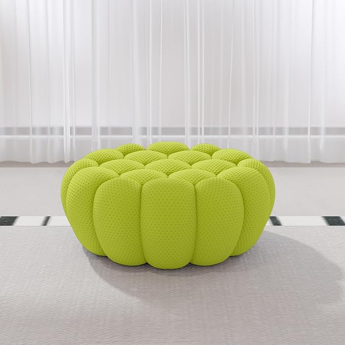 Bubble Couch 41.34'' Oversized Bubble Sofa Chair Modern Lazy Lounge Chair Mesh Fabric Round Floor Sofa 3D Honeycomb Shape Curved Couches for Living Room (Lemon Green)