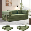 Cloud Sofa for Small Living Room - Trendy Multifunctional Foldable Extendable Storage Couch Bed Cream White Striped Fabric Space-Saving Convertible Furniture for Living Room (Olive Green 80.15)