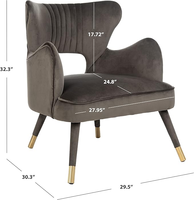 Safavieh Home Blair Retro Glam Shale Velvet and Gold Wingback Accent Chair