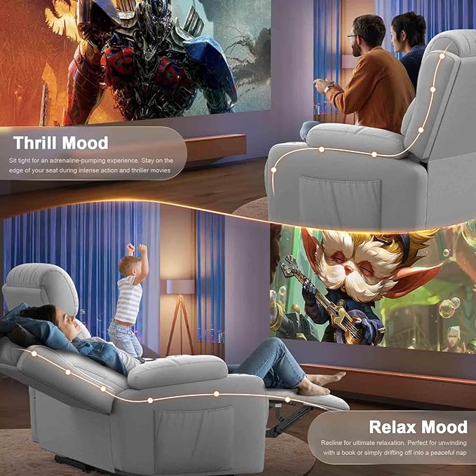 Reclining Loveseat Massage Loveseat Recliner Sofa Heavy Weight Capacity RV Love Seat Chair Clearance with Console USB Type C Port Storage Cup Holders Wall Hugger Couch (Light Gray Loveseat)