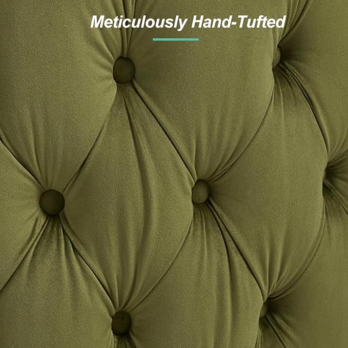 Modern Accent Chair Swivel Barrel Armchair for Living Room Button Tufted Velvet Comfy Chairs Round Upholstered Single Sofa Seating with Gold Base Green