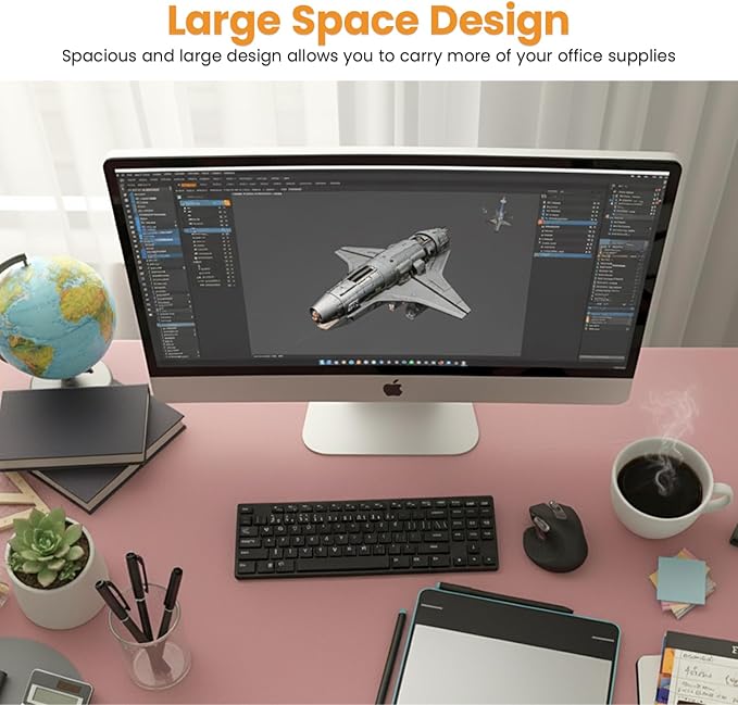 PayLessHere | 32 Inch Computer Desk | Pink | Office Desk with Metal Frame Adjustable Feet | Water-Resistant Scratchproof Surface | Sturdy Writing Table for Home Office or Study | Pack of 1