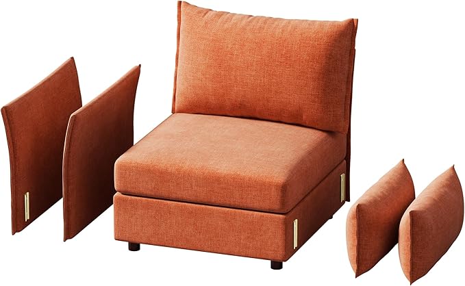 ABCASA Modular Sectional Sofa Seat with Arm Couch Terracotta