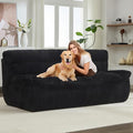 82'' Boneless Corduroy Loveseat Sofa for Living Room Oversized Cloud 2-Seater Couch with Deep Seat Black Corduroy Couches Compressed Sofa in a Box for Living RoomNo Assembly Couch