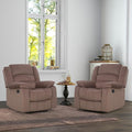 ANJ Fabric Recliner Chair Set of 2 with Overstuffed Arm and Back Comfy Chocolate Manual Reclining Chairs for Adults Living Room Single Sofa Recliners