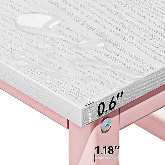 Aquzee Pink Desk with Hutch for Girls 55in Computer Desk with Bookshelf for Teens Adults Craft Table for Bedroom Kids Room White Pink Study Table with Shelves for Storage