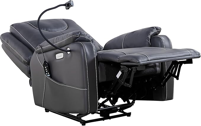 Zero Gravity Power Recliner with Massage and Heating FunctionLay Flat Chair W/Side Pockets &amp USB Charge Portsfor ElderlyYoungLiving RoomHome TheaterBlack