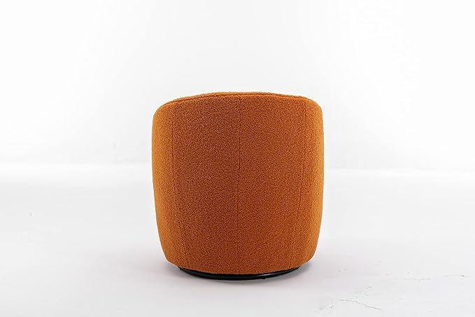 kevinplus Swivel Barrel Chair Accent Armchair for Living Room Bedroom 360 Degree Modern Round Upholstered Single Sofa Couch Chair Cozy Small Swivel Chair for Apartment Teddy Fabric Caramel Orange