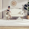 Small Velvet Loveseat Sofa with Gold Metal Legs55-inch Modern Sofa Couch with 2 Side PocketsCouch with Tufted Backrest for Living Room Bedroom Office (Beige)