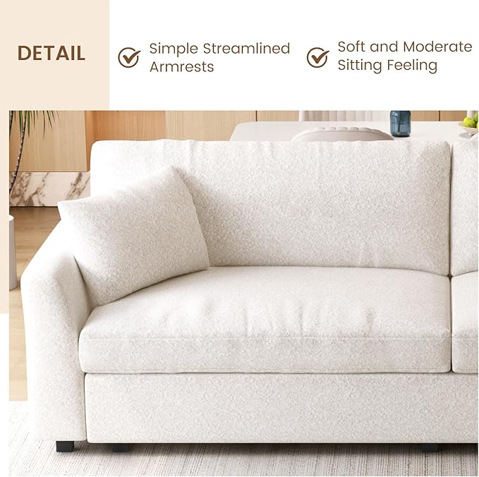 Extra Large Loveseat104.72 Oversized 2 Seater Deep Seat Sofa Cozy Couch Sofa Bed with 2 Pillows &amp Armrests for Living Room &amp Bedroom