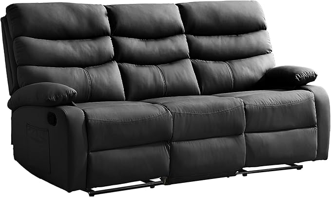 3 Seater Recliner Sofa Set Anti-Scratch Reclining Loveseat Sofa &amp Couch for Living Room RV Home Theater Apartment(Black 3 Seater Sofa)