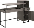 OSP Home Furnishings Hagney Lane Worksmart Sit-to-Stand Desk with 3 Adjustable Positions and Extra Shelves Farm Oak