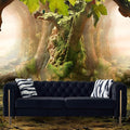 Chesterfield Modern Tufted Velvet Living Room Sofa with High Armrest and Metal Legs Decor 84.25''W 3 Seater Couch Couches Furniture for Bedroom Office (Black)