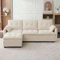 98 L Shaped Couch Modular Sectional Sofa Comfy Cloud Couch with Movable Ottoman 3 Seater Chenille Sleeper Deep Seat Sofa with Throw Pillows for Living Room Office (Beige 3-seat)