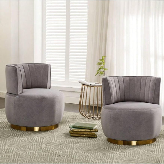 KINFFICT Velvet Swivel Accent Barrel Chair Set of 2 Mid Century Modern Arm Chair 360° Swivel Club Chairs Upholstered Comfy Single Sofa Chair Cozy Leisure Chair for Living Room Bedroom Lounge Hotel