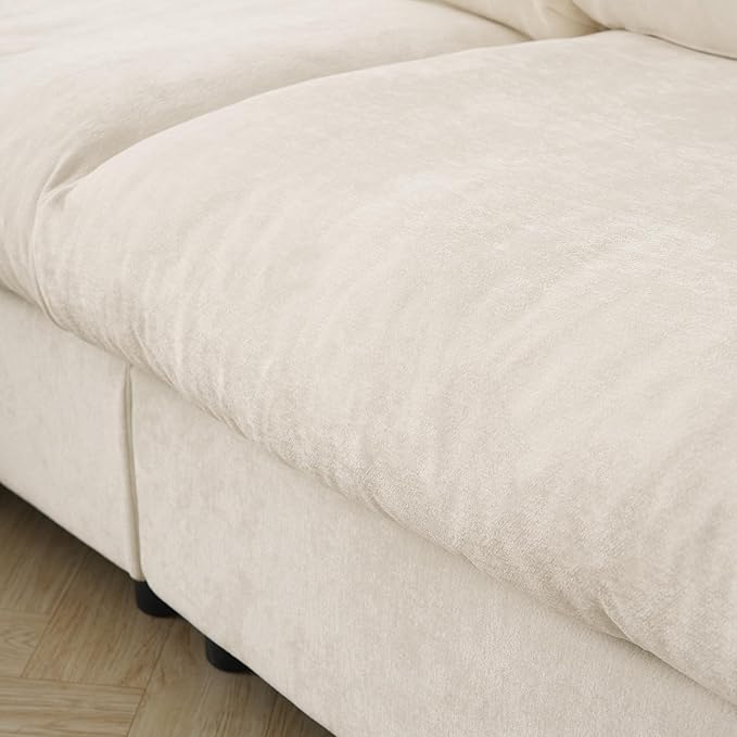 Cloud Couch Modular Sectional Sofa134 L Shaped Couch Oversized Convertible Wide Seater4 Seater with Ottoman for Living Room Set Covers Washable&ampReplaceableBeige