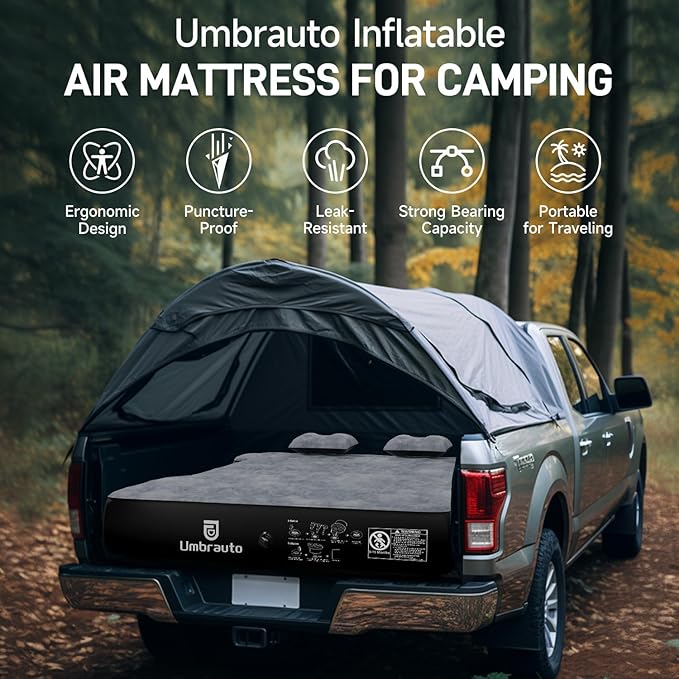 Umbrauto Inflatable Truck Bed Air Mattress for Full Size Short Truck Beds 5.5-5.8ft with Pump &amp Carry Bag. Perfect for Outdoor Adventures