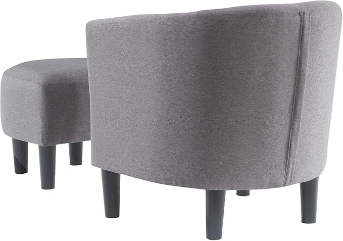 Convenience Concepts Take a Seat Churchill Accent Chair with Ottoman Cement Gray Fabric