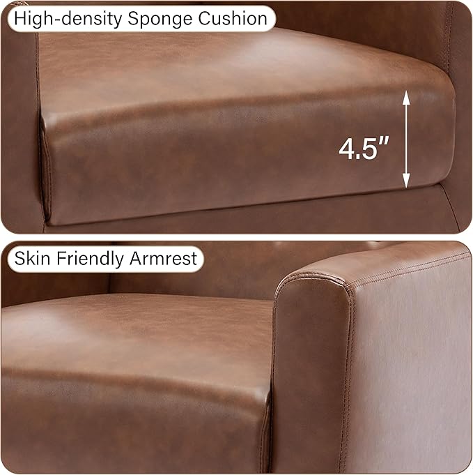 Accent Chair Mid-Century Modern Fabric Chairs with Arms for Living Room Comfy Upholstered Club Single Sofa Armchair for Bedroom Waiting Room with Solid Wood Frame