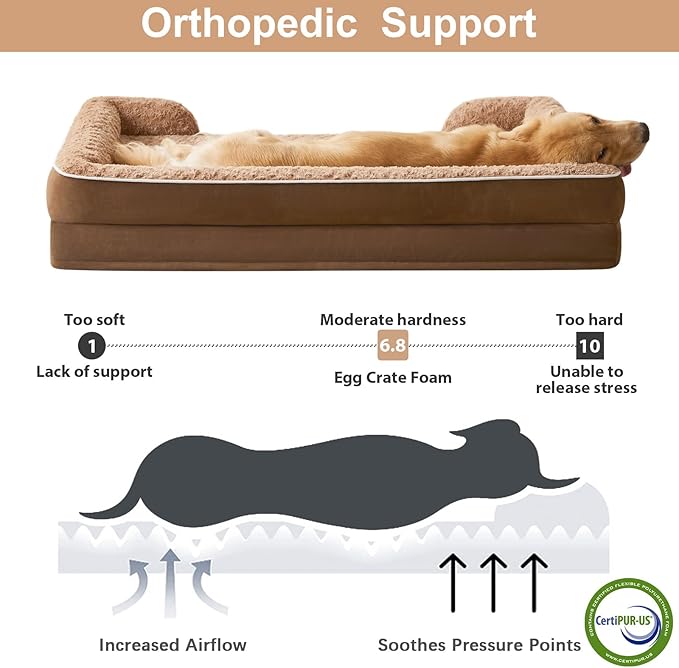 WNPETHOME Dog Beds for Large Sized Dogs Washable Orthopedic Dog Couch Sofa Bed with Waterproof Lining &amp Non-Skid Bottom for Pet Sleeping