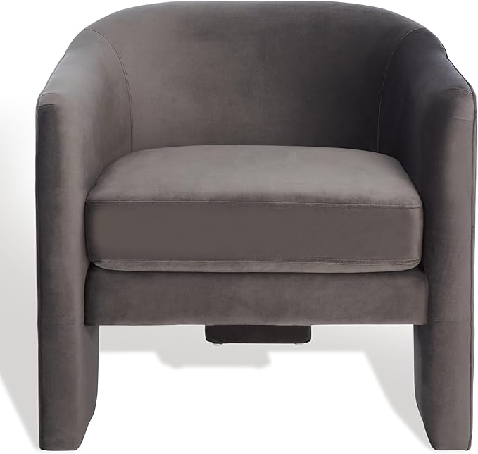 SAFAVIEH Couture Collection Londyn Mid-Century Modern Dark Brown Velvet Upholstered Accent Chair (Fully Assembled)