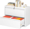 Superday Lateral File Cabinet 2 Drawer Metal File Cabinet with Lock White Filing Cabinets for Home Office Locking Filing Cabinets Hanging Files Letter/Legal/F4/A4