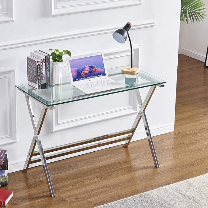 Tempered Glass Computer Desk Modern Student Writing Study DeskSmall Computer DeskHome Office Desk