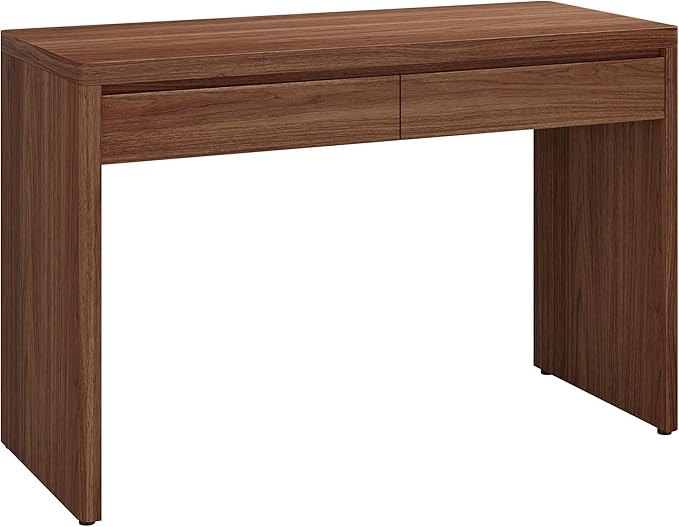 Henn&ampHart 48 Modern Rectangular Wooden Home Office Desk Computer Desk Writing Table with 2 Storage Drawers for Home Office Medium Walnut