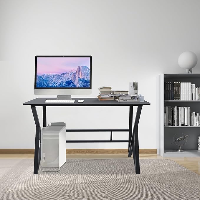 Computer Desk Home Office Writing Desk Gaming Desk with Large Work Surface Ergonomic Student Study Desk Laptop Table Modern Wood and Metal Study Table Workstation (47.24 * 23.62in)
