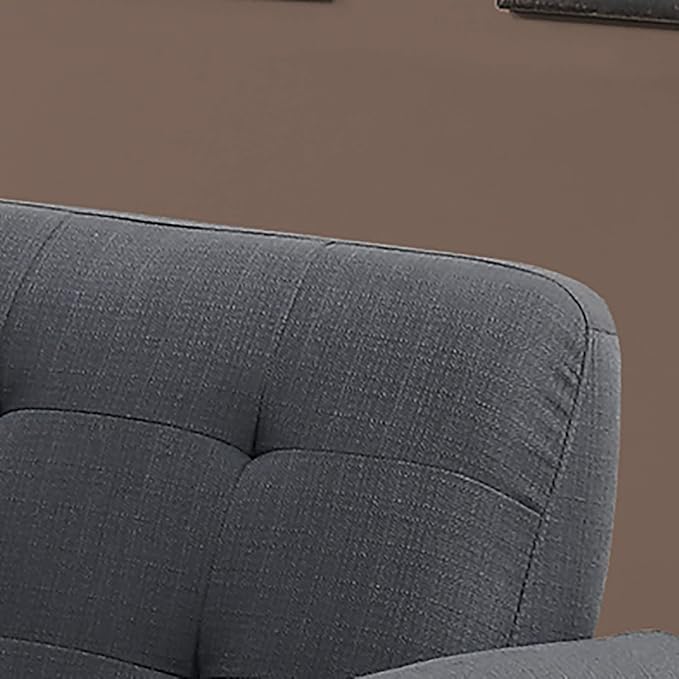 Poundex Bobkona Galiana Linen-Like Polyfabric SECTIONAL in Ash Black