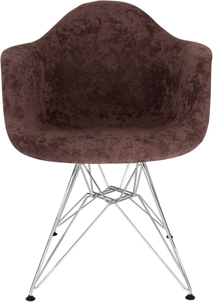Maykoosh Velvet Accent Chair - Modern Eiffel Base Living Room Chair - Elegant Metal &amp Wood Design