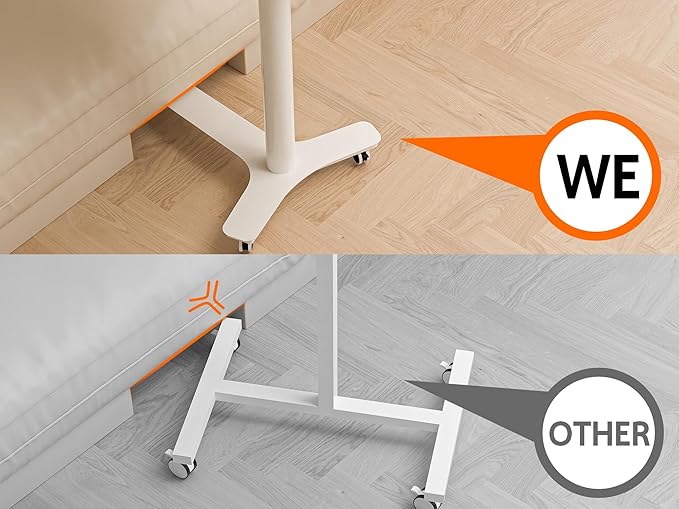 KINGSMITH Rolling Desk Adjustable Height with Drawer and Wheels Portable Small Standing Desk Pneumatic for Home Office Mobile Computer Laptop Desk Cart Medical Sofa Overbed Table Oak
