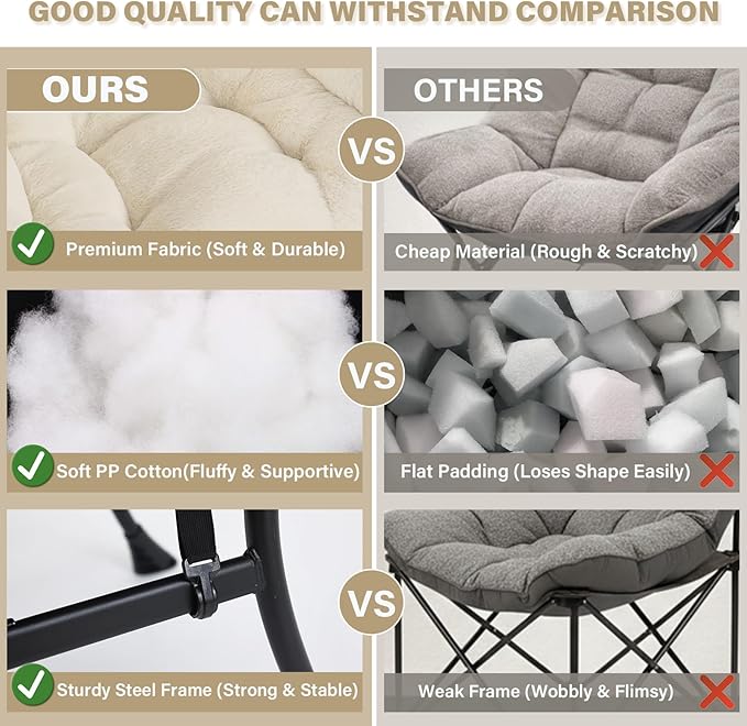 Lazy Chair and Ottoman Large Plush Beige Contemporary Accent Chair with a Side Pocket Modern Leisure Upholstered Reading Armchair with Footrest for Office Bedroom Living Room Balcony