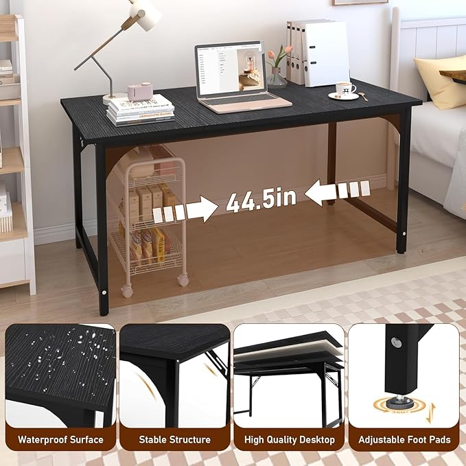 AZN 55 X 24 inch Computer Desk w/Deeper &amp Thicker Desktop Office Desk w/Sturdy Metal Frame Modern Simple Desk w/Large Legroom Study Gaming Writing Work Desk for Home Office Bedroom