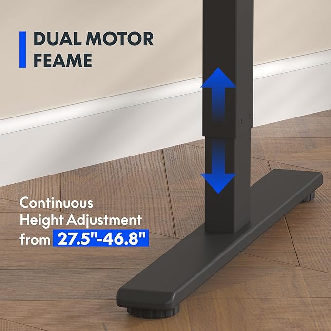 FLEXISPOT E3 Dual Motor Electric Standing Desk 55 x 28 Sit Stand Up Desk Holds 220 lbs Adjustable Height w/Memory Presets One-Piece Brown Wood Grain Desktop &amp Black Frame Ships in 2 Boxes